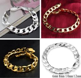 Fashion Man Woman Plating 18K Gold 925 Silver 6mm 8mm 10 mm 12 mm 11 Bracelet Mark 925 18K5311695