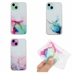 Étuis de téléphone en marbre de mode pour iPhone 15 14 Pro Max Plus 13 12 Mini 11 XR XS X 8 7 SE2 6 Pierre de granit naturel coloré clair luxe femme femme trou fin peau arrière en TPU souple