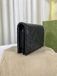 Fashion Marmont Flip met doos Purse Turnchain Mens Leather Luxury Coin Portemones Damesontwerper Wallet Card Holder Holder Paspoort Key Pouch Coin Pouchs