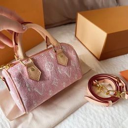 MODE Marmont DAMES luxe V-vorm ontwerpers tassen echt lederen handtassen Winkelen schoudertas Totes dame portemonnee portemonnee roze denim Tas A192