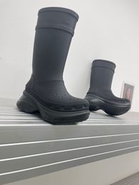 Mode Martin Designer bottes au genou pluie chaussures femmes bottines poche noir bottes romaines nylon militaire inspiré combat logo petite grande taille EUR talon bas