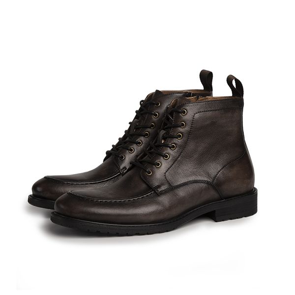Mode Martins bottes hommes Vintage Original tenue décontractée botte mâle à lacets couture dentelle chaussure à la main en cuir véritable bottes de travail