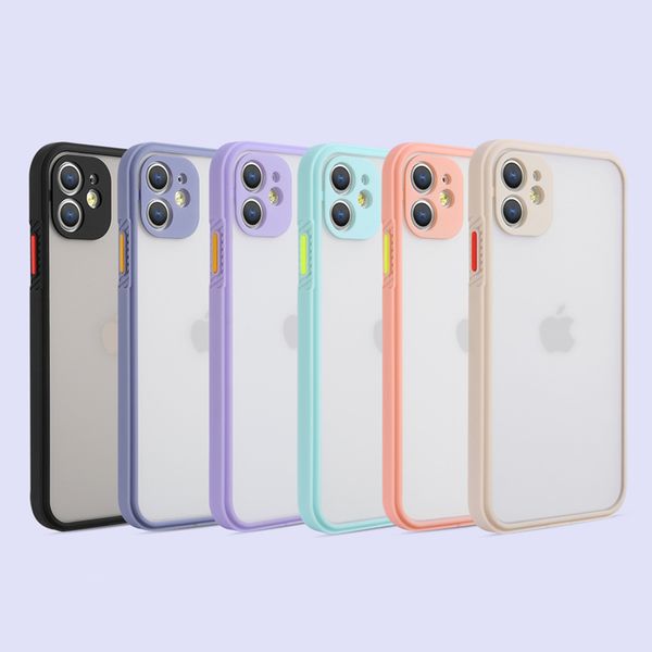 Fundas de teléfono mate de moda para iPhone 12 11 Pro Max Xr Xs SE2 6s 7 8 Plus funda protectora de teléfono móvil carcasa de Color de contraste