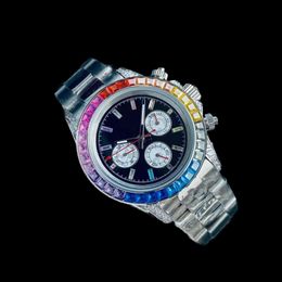 Mode mechanisch horloge 41 mm roestvrijstalen rubberen band diamanten horloge kleurrijk kristal vouwgesp volledig functionele designer horloges nobele surround sb077 C4