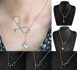 Mode bijoux médicaux alliage je t'aime coeur pendentif collier stéthoscope collier pour infirmière médecin bijoux cadeau GB804