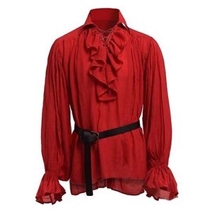 Mode middeleeuwse renaissance mannen verband met lange mouwen shirt gotisch man blouse kostuum