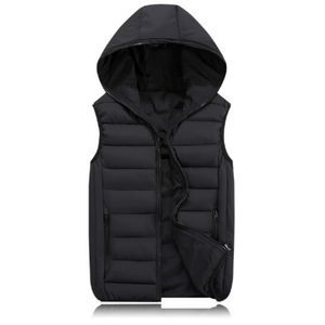 Mode hiver hommes à capuche gilet mâle coton-rembourré gilet veste et manteau chaud 3XL 2XL