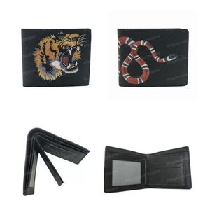 Fashion Men Animal Short Wallet Leather Black Snake Tiger Bee Wallets Women Purse Wallet Card Holders Portemonnees met originele doos JN82235