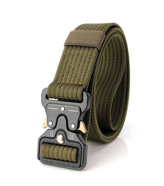 Fashion Men Belt Tactical Belts Nylon Taist Belt with Metal Buckle Adjudable Training Training Training Tail Celt Hurting Accessoires3957489