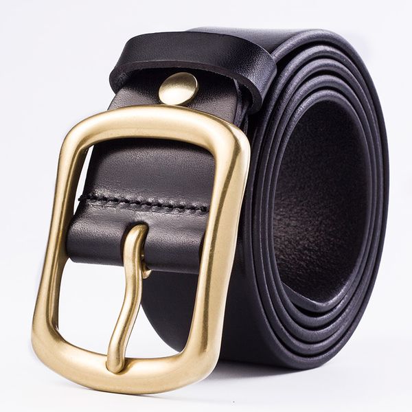 Mode hommes ceintures haut en cuir ceintures en cuir de vache en cuir véritable ceinture de créateur en cuivre boucle d'aiguille ceinture de luxe noir/café couleur 02