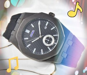 Mode hommes grand cadran montres 42mm date automatique japon mouvement à quartz horloge de luxe en caoutchouc bracelet en acier inoxydable affaires toutes les montres-bracelets du crime