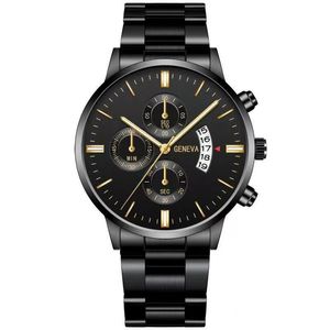 Fashion Men Black roestvrijstalen horloge luxe kalender kwarts pols horloge heren zakelijke horloges voor man klokrelogio masculino 583