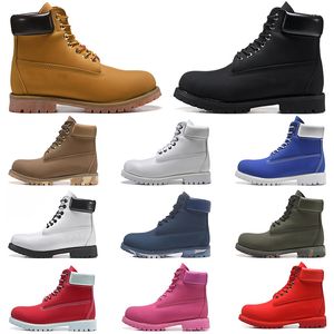 Mode Mannen Laarzen Designer Mens Dames Lederen Schoenen Topkwaliteit Enkel Winter Boot voor Cowboy Geel Rood Blauw Zwart Roze Wandelen Werk 36-45