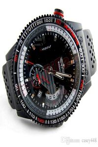 Mode hommes marque gagnant squelette montre noir silicone calendrier deuxième disque montre mécanique relojes de hombre252L9943552