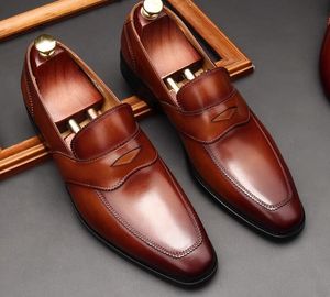 Mode Heren Pak Feest Trouwjurk Schoenen Handgemaakte Casual Koeienhuid Loafers Echt Leer Oxford Flats Veterschoenen Formele Kantoor Leren Schoenen