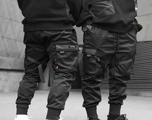 Fashion Men de cargaison Ribons Ribons Harem Joggers Harajuku Pantalon de sueur décontracté pantalon hip hop