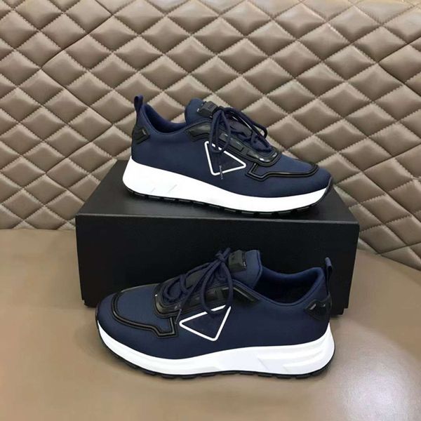 Mode Hommes Casual Chaussures Soft Calf Running Sneakers Italie Classique Bleu Noir Blanc Bas Top Bande Élastique Calfskin Designer Casuals Basketball Sports Shoes Box EU 38-45