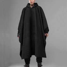 Mode Mannen Mantel Jassen Hooded Effen Losse Streetwear Punk Winddicht mannen Trench Chic Winter Lange Cape Poncho INCERUN 220803