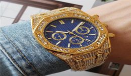 Fashion Men Crystal Steel Watch Bling Diamond Iced Out Watches Luxury Designer Quartz Movement Party Wristwatch Royal13oak Offs4255590