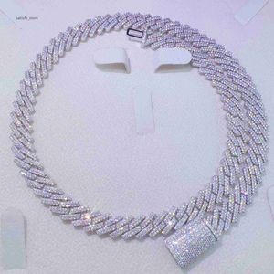 Fashion Men Cuban Link Chains 925 zilveren sieraden hiphop ketting Rhodium vergulde 10 mm moissaniet diamanten ketting armband