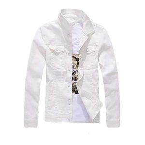 Mode hommes Denim veste Cowboy blanc jean décontracté coupe ajustée coton manteau OUTWEAR vêtements masculins 240109
