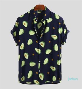 Mode- Mannen Designer Avocado Print Casual Shirts Natuurlijke Kleur Mode Casual Shirts Korte Mouw Losse Mens 2020 Luxe Shirts