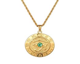 Mode Männer Designer Gold Silber Farbe Auge des Horus Anhänger Halsketten Hip Hop Schmuck 60 cm Lange Kette Punk Herren halskette Für Geschenke9692324