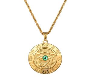 Fashion Men Designer Gold Silver Color Eye of Horus Pendant Colliers Hip Hop Jewelry 60 cm de longue chaîne Punk Mens Collier For Gifts2900276