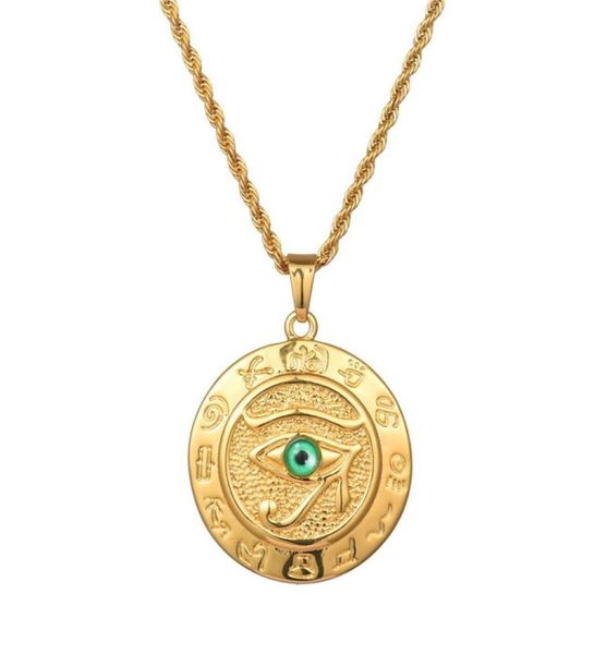 Fashion Men Designer Gold Silver Color Eye of Horus Pendant Colliers Hip Hop Jewelry 60 cm de longue chaîne Punk Mens Collier For Gifts4635577