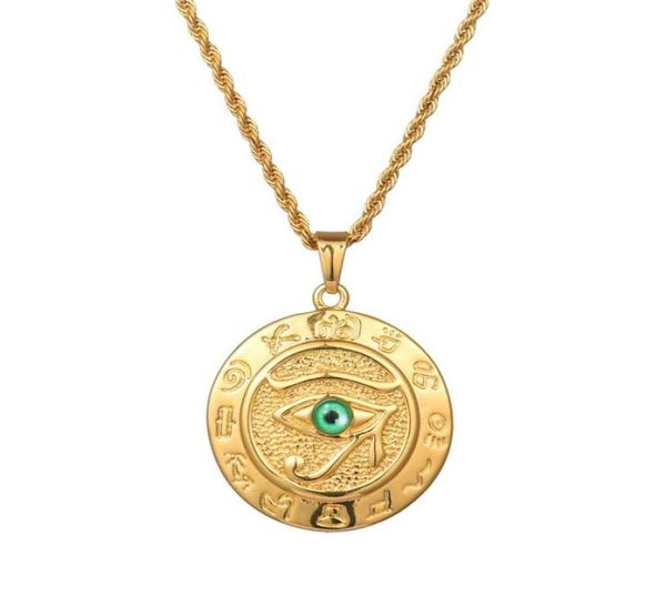 Fashion Men Designer Gold Silver Color Eye of Horus Pendant Colliers Hip Hop Jewelry 60 cm de longue chaîne Punk Mens Collier For Gifts9956467