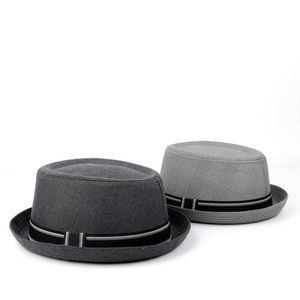 Chapeau Fedora pour hommes, chapeau plat à tarte au porc, pour gentleman papa, melon Porkpie Jazz, grande taille S M L XL195E