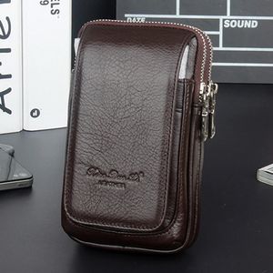 Mode Mannen Lederen Fanny Heuptas Mobiele Telefoon Portemonnee Pocket Riem Bum Pouch Mannelijke Militaire Pack 240103