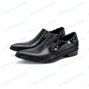 Mode hommes chaussures en cuir véritable noir bout pointu chaussures habillées de soirée de mariage bureau chaussure en cuir formelle