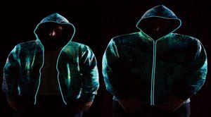 Mode mannen gloeiende jas LED kleurrijke lichtstrengige ritsreflecterende hoodie verlichting robot pakken club sweatshirt20215665267