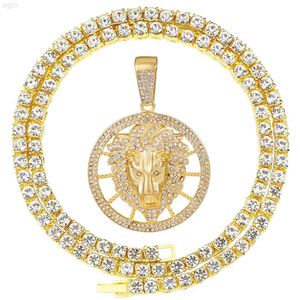 Mode hommes Hip-hop faux diamant Lion pendentif glacé chaîne cubaine collier bijoux pour Couple