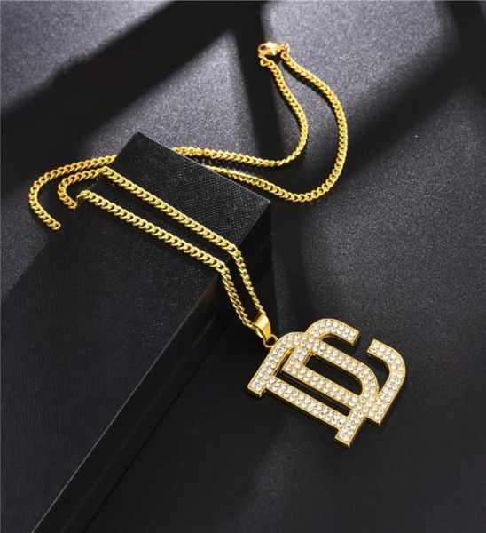 Fashion Men Hip Hop Lettre DC Big Pendant Collier Bijoux Full Himitone Design 18k Gold plaqué Colliers punk pour hommes GI3407670