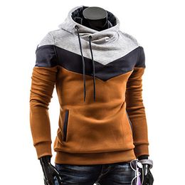 Moda hombre sudaderas con capucha Patchwork Otoño Invierno Sudadera con capucha manga larga pulóver Sudadera con capucha sudaderas hombre