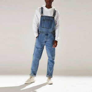 Fashion Men Jeans Jumpsuits Casual denim overalls voor Suspender broek grote omvang zomer losse toeristische kleding 240523