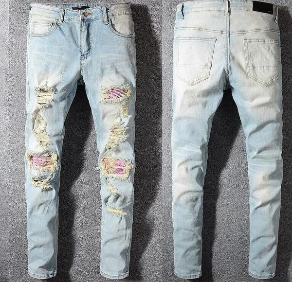 Mode- hommes jeans jeans skinny marque motocyclistes denim créateur de mode hip hop jeans pour hommes qualité est très bonne # 002