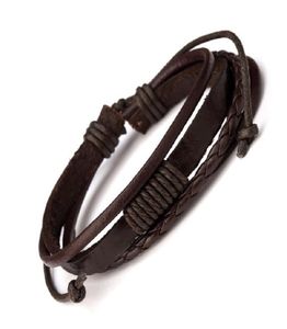 Fashion Men Leather Charm Bracelet Handmade Design Hip Hop Sieraden Punk Black Brown Braided armbanden voor Mens8930241