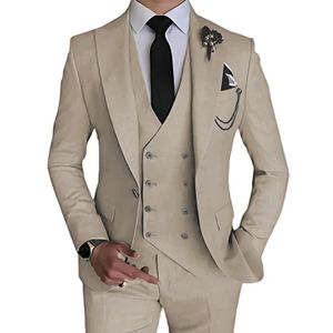 Fashion Men Leisure Boutique Business Couleur de couleur Couleur de mariage Pantalon Gitre 3 PCS Robe Blazers Veste pantalon 240420