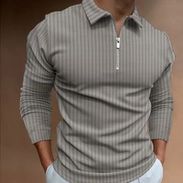 Mode hommes fermeture éclair manches longues Polo chemise hommes décontracté grande taille revers imprimé Polo S-5XL.240125