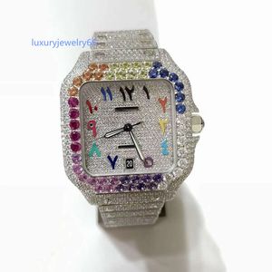 Mode heren luxe polshorloge Moissanite zilverkleurig diamanten sustom horloge