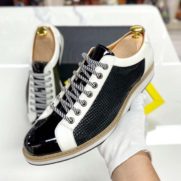 Moda hombres fiesta boda cuero genuino blanco y negro colores a juego zapatos de vestir hechos a mano 10A4