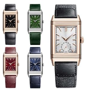 Mode Hommes Reversos Tributes Montre Designer Montres Mouvement 854a2 Enroulement Manuel Mécanique De Luxe Cadran Saphir Bracelet En Cuir Super Édition Puretime 45.6 * 27.4mm