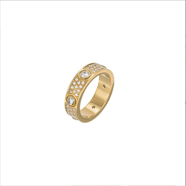 Mode hommes bague bague bagues pour femmes titane acier rose argent or amour cadeau de fête de mariage femmes mens conception de charme plein de diamants bagues bijoux avec sacs à poussière