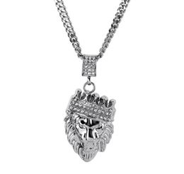 Fashion Men Rock Hip Hop Lion Head Pendant Necklace Iced American Star Manne Full Rhinestone Jewelry Long Chain voor Mens6377974