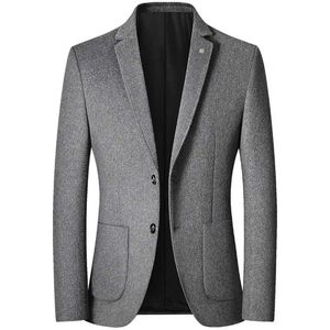 Mode heren casual boutique pure kleur zakelijke wollen slanke pak jas jurk blazers jas 211122