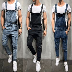 GODLIKEU Mode Heren Denim Jeans Overalls Skinny Jumpsuit met zakken voor casual werk