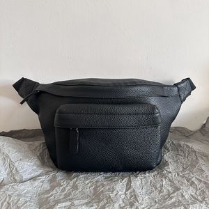 Mode heren alledaagse beltpack in zwart natuurlijk graan kalfsleer ritssluiting designer riemen tassen topkwaliteit met doos